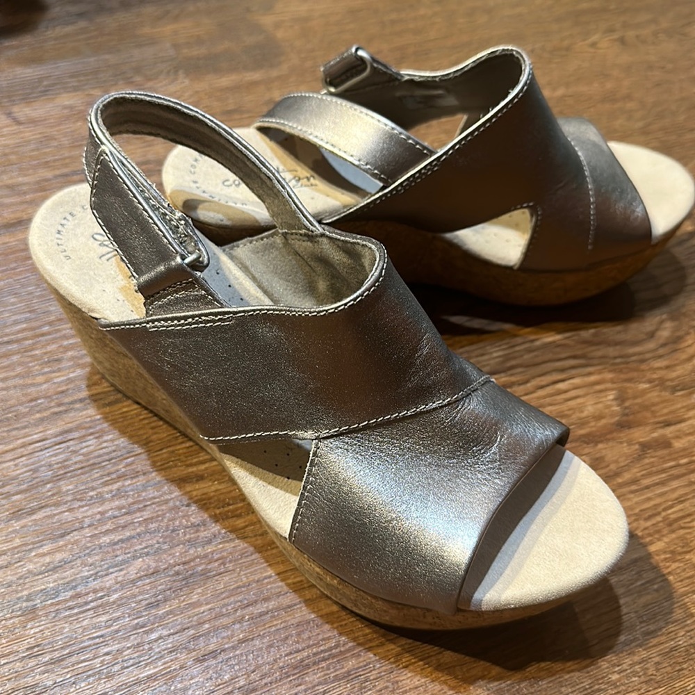 Clarks Metallic Wedge Sandals Summer 2026 Wedding Guest Vacation Graduation